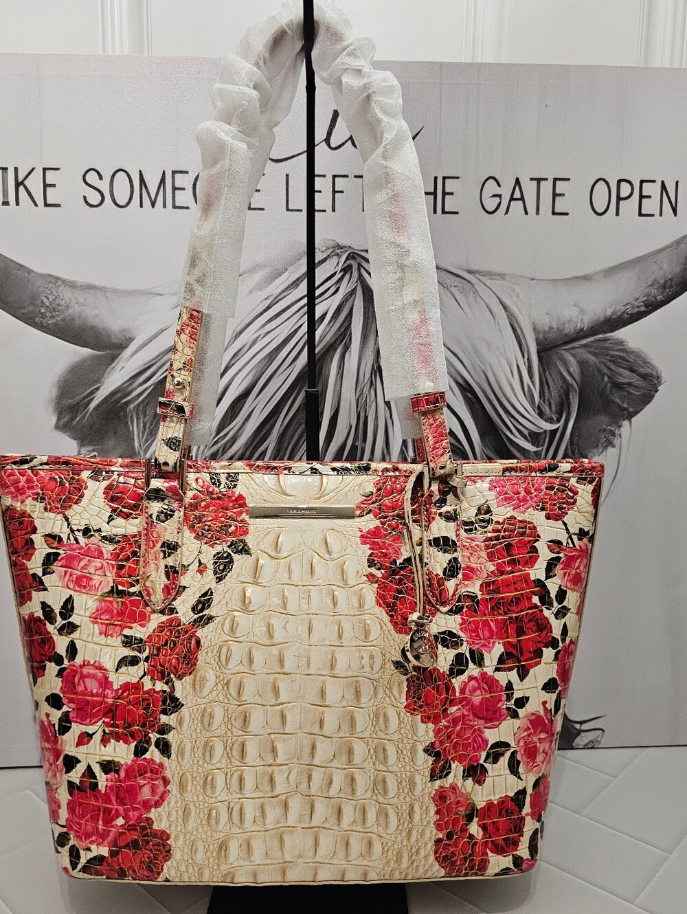 Brahmin Medium Asher Romantic Roses Ombre Melbourne Leather Tote NWT